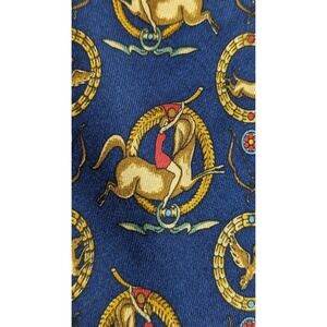 Salvatore Ferragamo Horse Equestrian Women Print Silk Neck Tie Italy Unique